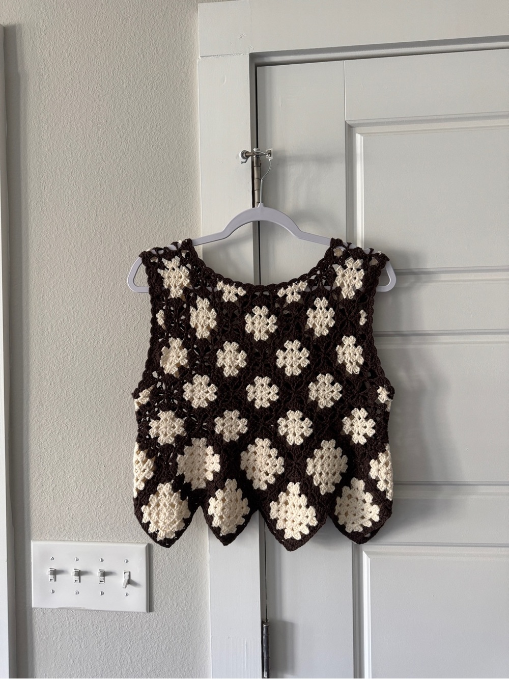 Lulu's Brown & Cream Crochet Tank Top
